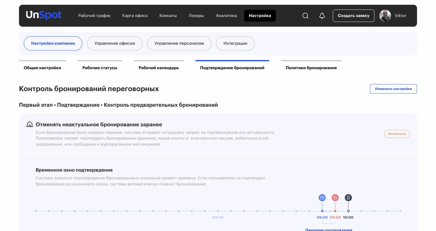 Страница «Подтверждение бронирований» с блоками контроля бронирований